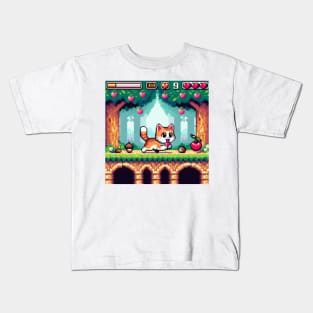 pixel cat game art Kids T-Shirt